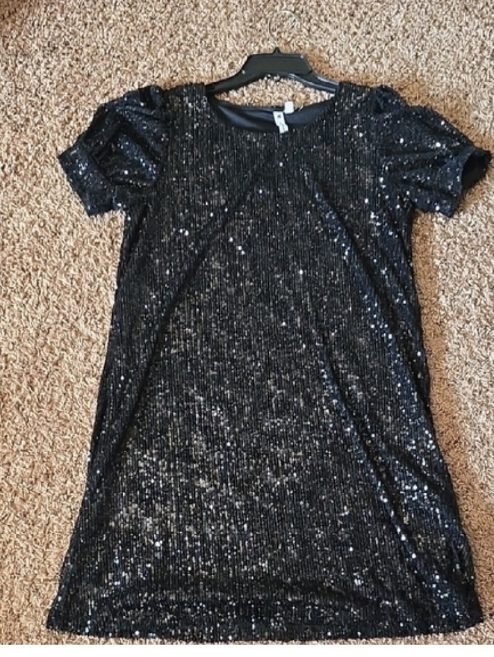 Cable & Gauge Black Sequin Short Sleeve Dress